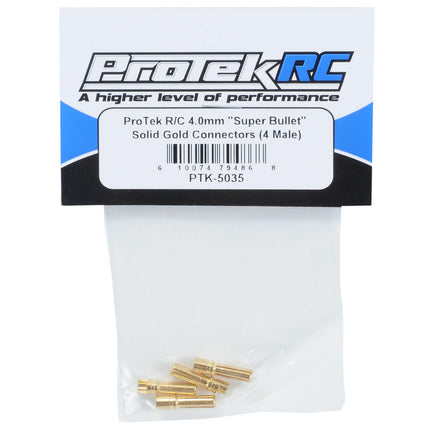 PTK-5035, ProTek RC 4.0mm "Super Bullet" Solid Gold Connectors (4 Male)