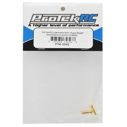 PTK-5045, ProTek RC Low Profile 5mm "Super Bullet" Solid Gold Connectors (2 Male)