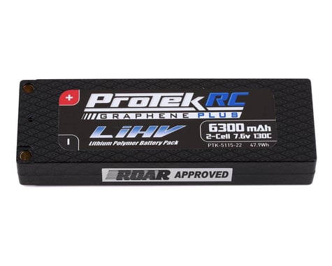 PTK-5115-22, ProTek RC 2S 130C Low IR Si-Graphene + HV LCG LiPo Battery (7.6V/6300mAh) w/5mm Connectors (ROAR Approved)