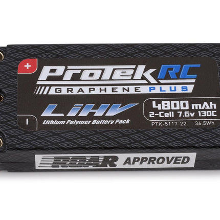 PTK-5117-22, ProTek RC 2S 130C Low IR Si-Graphene + HV LCG Shorty LiPo Battery (7.6V/4800mAh) w/5mm Connectors (ROAR Approved)