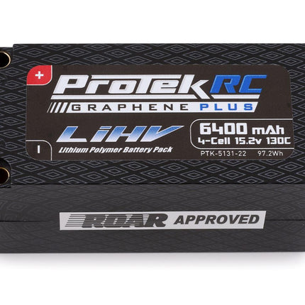 PTK-5131-22, ProTek RC 4S 130C Low IR Si-Graphene+ HV Shorty LiPo Battery (15.2V/6400mAh) w/5mm Connector (ROAR Approved)