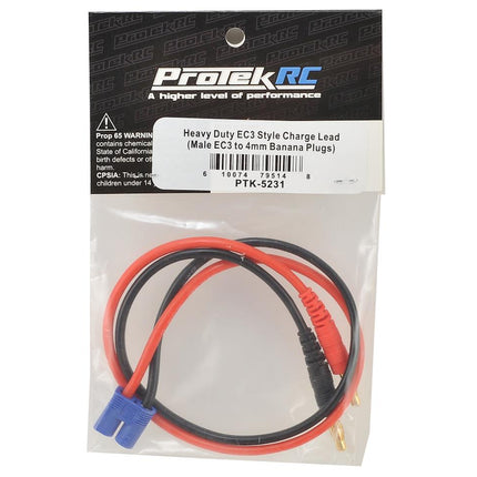 PTK-5231, ProTek RC Heavy Duty EC3 Style Charge Lead (Male EC3 to 4mm Banana Plugs)