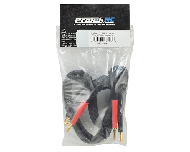 PTK-5341, ProTek RC 2S High Current Charge/Balance Adapter (4mm to 4mm Solid Bullets) (10awg Wire) (24")