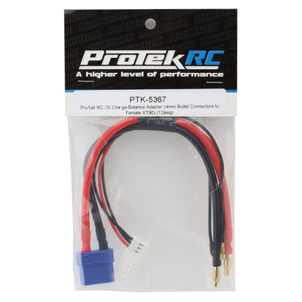 PTK-5367, ProTek RC 2S Charge/Balance Adapter (4mm Bullet Connectors to Female XT90) (12awg) (9pin XH balance plug)