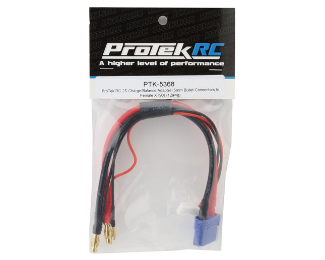 PTK-5368, ProTek RC 2S Charge/Balance Adapter (5mm Bullet Connectors to Female XT90) (12awg) (9pin XH balance plug)