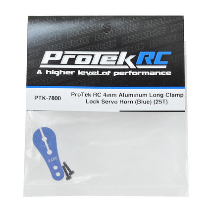 PTK-7800, ProTek RC 4mm Aluminum Long Clamping Servo Horn (Blue) (25T)