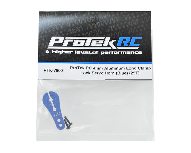 PTK-7800, ProTek RC 4mm Aluminum Long Clamping Servo Horn (Blue) (25T)