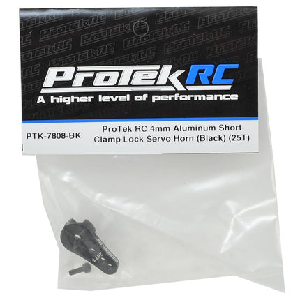 PTK-7808-BK, ProTek RC 4mm Aluminum Short Clamping Servo Horn (Black) (25T)