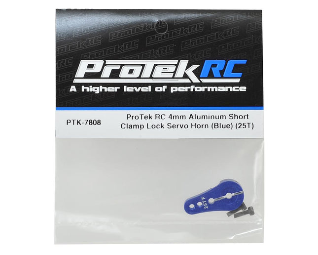 PTK-7808, ProTek RC 4mm Aluminum Short Clamping Servo Horn (Blue) (25T)