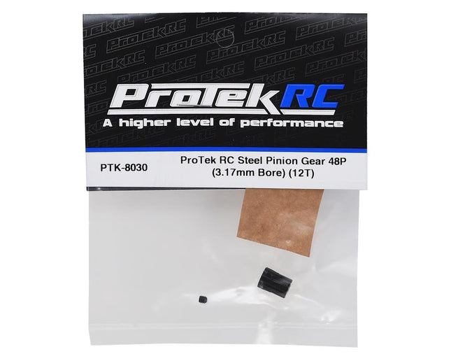 PTK-8030, ProTek RC Lightweight Steel 48P Pinion Gear (3.17mm Bore) (12T)