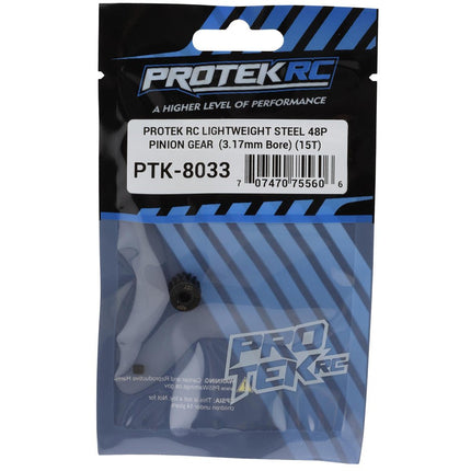 PTK-8033, ProTek RC Lightweight Steel 48P Pinion Gear (3.17mm Bore) (15T)