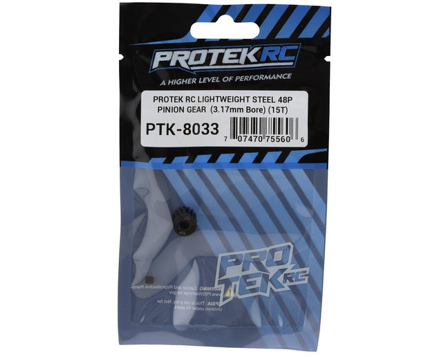 PTK-8033, ProTek RC Lightweight Steel 48P Pinion Gear (3.17mm Bore) (15T)