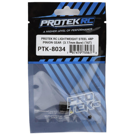 PTK-8034, ProTek RC Lightweight Steel 48P Pinion Gear (3.17mm Bore) (16T)