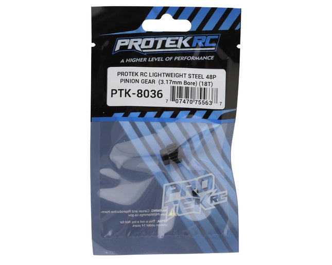 PTK-8036, ProTek RC Lightweight Steel 48P Pinion Gear (3.17mm Bore) (18T)