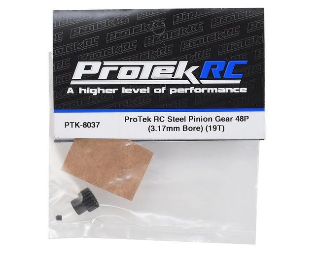 PTK-8037, ProTek RC Lightweight Steel 48P Pinion Gear (3.17mm Bore) (19T)