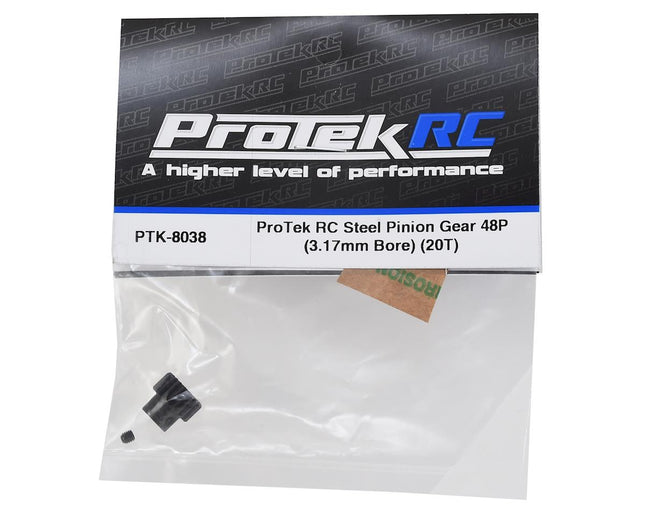 PTK-8038, ProTek RC Lightweight Steel 48P Pinion Gear (3.17mm Bore) (20T)