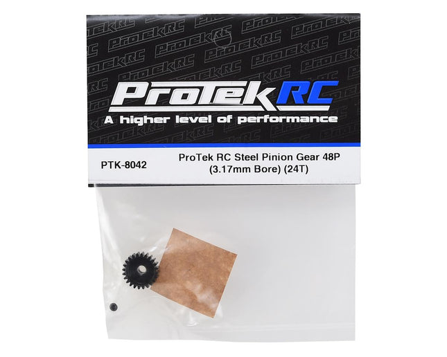 PTK-8042, ProTek RC Lightweight Steel 48P Pinion Gear (3.17mm Bore) (24T)