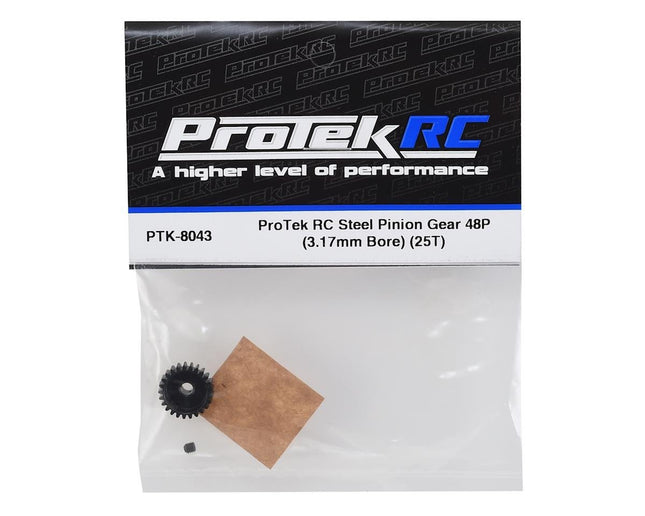 PTK-8043, ProTek RC Lightweight Steel 48P Pinion Gear (3.17mm Bore) (25T)