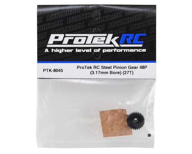 PTK-8045, ProTek RC Lightweight Steel 48P Pinion Gear (3.17mm Bore) (27T)