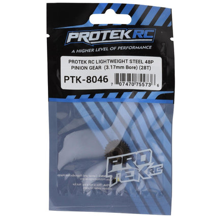 PTK-8046, ProTek RC Lightweight Steel 48P Pinion Gear (3.17mm Bore) (28T)