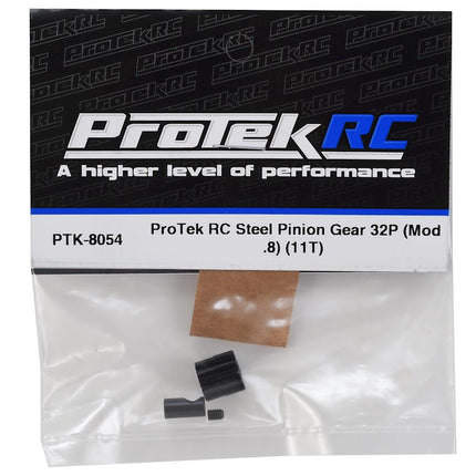 PTK-8054, ProTek RC Steel 32P Pinion Gear w/3.17mm Reducer Sleeve (Mod .8) (5mm Bore) (11T)