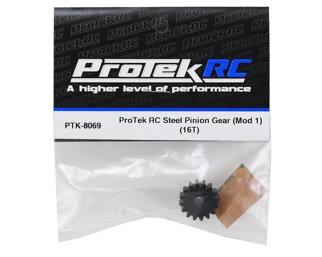 PTK-8069, ProTek RC Steel Mod 1 Pinion Gear (5mm Bore) (16T)