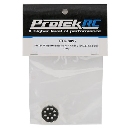 PTK-8092, ProTek RC Lightweight Steel 48P Pinion Gear (3.17mm Bore) (38T)