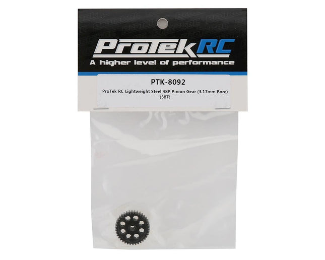 PTK-8092, ProTek RC Lightweight Steel 48P Pinion Gear (3.17mm Bore) (38T)