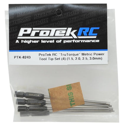 PTK-8243, ProTek RC "TruTorque" Metric 1/4" Power Drill Tip Set (4) (1.5, 2.0, 2.5, 3.0mm)