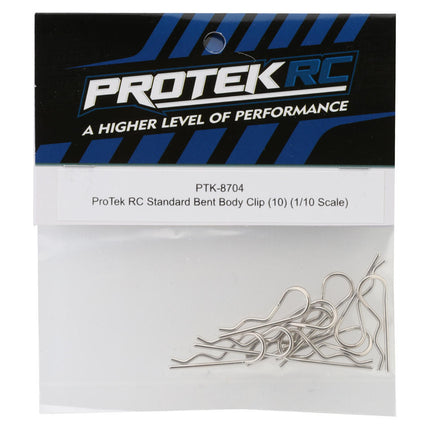 PTK-8704, ProTek RC Standard Bent Body Clip (10) (1/10 Scale)