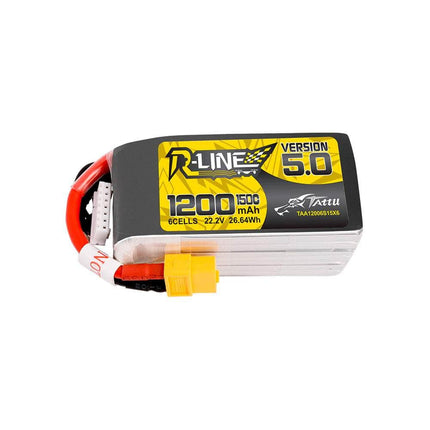 Tattu R-Line Version 5.0 22.2V 6S 1200mAh 150C LiPo Battery - XT60