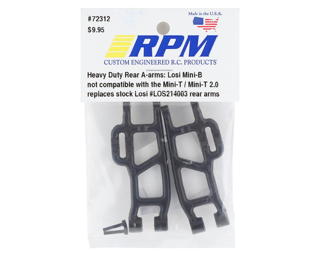 RPM72312, RPM Losi Mini-T 2.0/Mini-B Heavy Duty REAR A-Arms (Black)