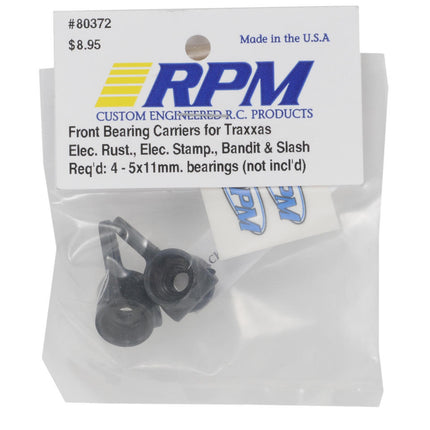 RPM80372, RPM Front Bearing Carrier Set (Black) (2) (Slash, Bandit, Rustler, Stampede)