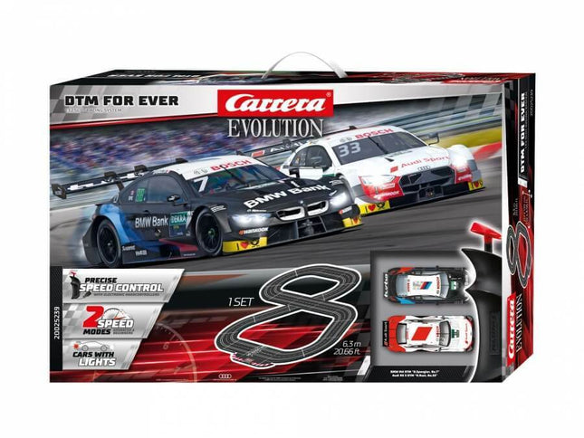 20025239, Carrera Evolution DTM For Ever 1/32 Scale Slot Car Racing Set