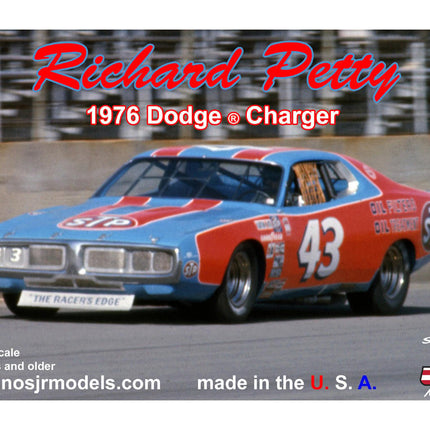 SJMRPDC1976D, Salvinos JR Models 1/25 Scale Richard Petty 1976 Dodge Charger Plastic Model Car Kit