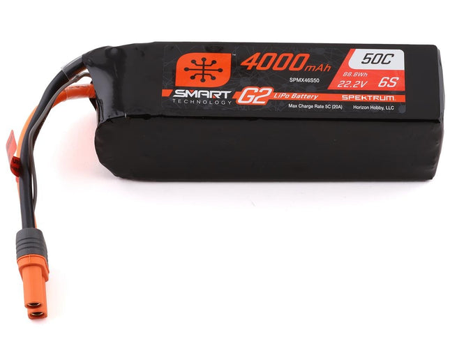 SPMX46S50, Spektrum RC 6S Smart G2 LiPo 50C Battery Pack (22.2V/4000mAh) w/IC5 Connector