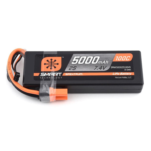 SPMX50002S100H5, Spektrum RC 2S Smart LiPo Hard Case 100C Battery Pack (7.4V/5000mAh) w/IC5 Connector