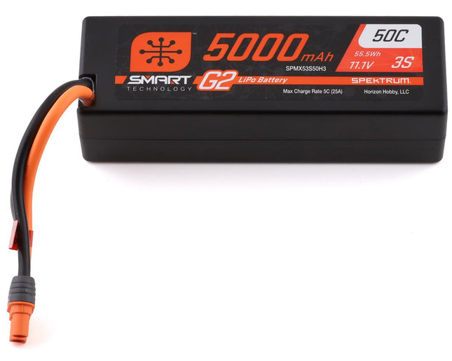 SPMX53S50H3, Spektrum RC 3S Smart G2 LiPo 50C Battery Pack w/IC3 Connector (11.1V/5000mAh)