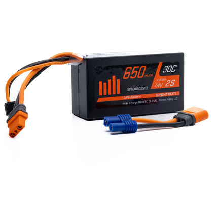 SPMX6502SH2, Spektrum RC 7.4V 650mAh 2S 30C LiPo Battery: IC2
