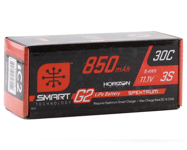 SPMX8503S30, Spektrum RC 3S Smart G2 LiPo 30C Battery Pack w/IC2 Connector (11.1V/850mAh)