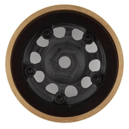 SSD00458, SSD RC SCX24 1.0” Aluminum/Brass D Hole Beadlock Wheels (Black) (2) (24g)