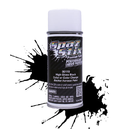 SZX00119, Spaz Stix "High Gloss Black" Backer Spray Paint (3.5oz)
