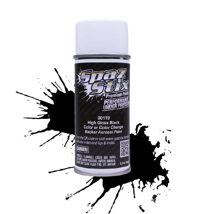 SZX00119, Spaz Stix "High Gloss Black" Backer Spray Paint (3.5oz)