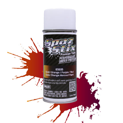 SZX05609, Spaz Stix Multi-Color Change Spray Paint (Gold/Orange/Purple/Red) (3.5oz)