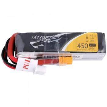 Tattu 11.1V 3S 450mAh 75C LiPo Micro Battery (Long Type) - XT30