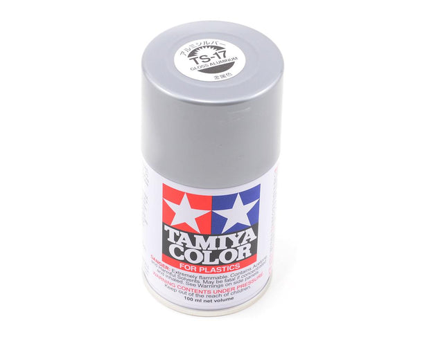 TAM85017, Tamiya TS-17 Aluminum Silver Lacquer Spray Paint (100ml)