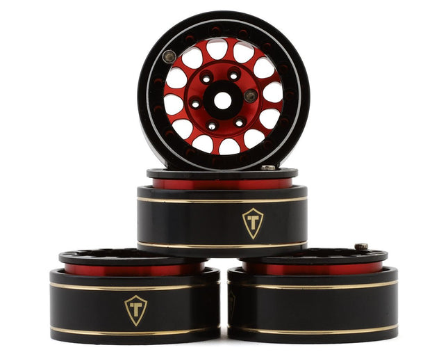 TLHTSCX24-246, Treal Hobby Type I 1.0" Classic 12-Spoke Beadlock Wheels (Red) (4) (27.2g)