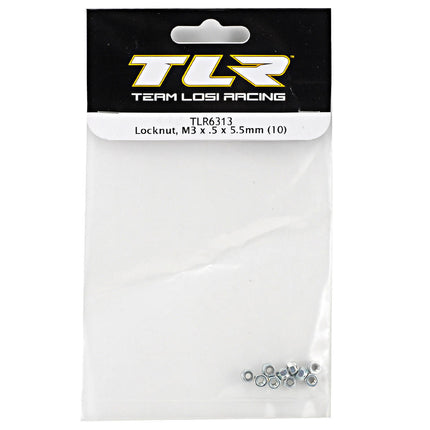 TLR6313, Team Losi Racing 3x.5x5.5mm Locknut (10)