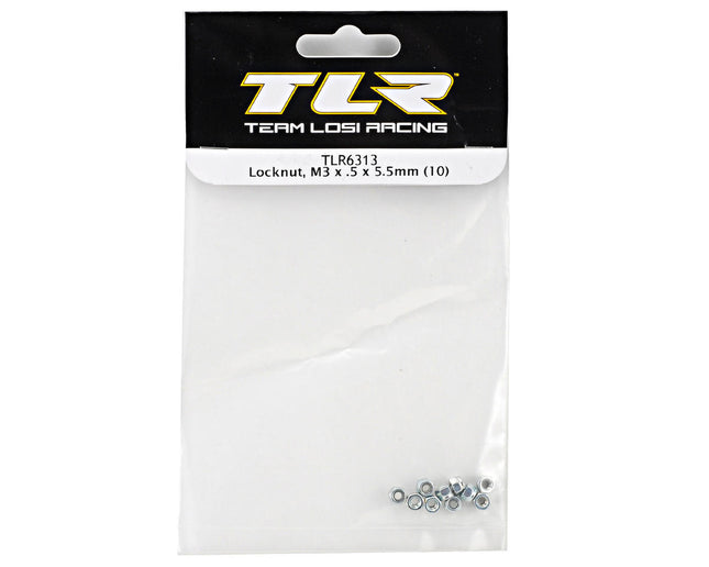 TLR6313, Team Losi Racing 3x.5x5.5mm Locknut (10)