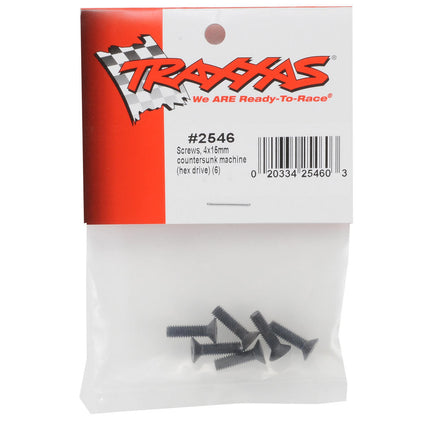 TRA2546, Traxxas 4x15mm Flat Head Screws (6)